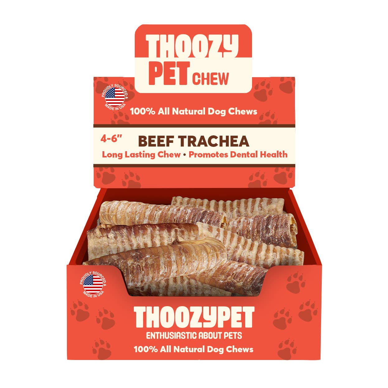 ThoozyPet USA-Sourced Beef Trachea Dog Chews 4-6" 