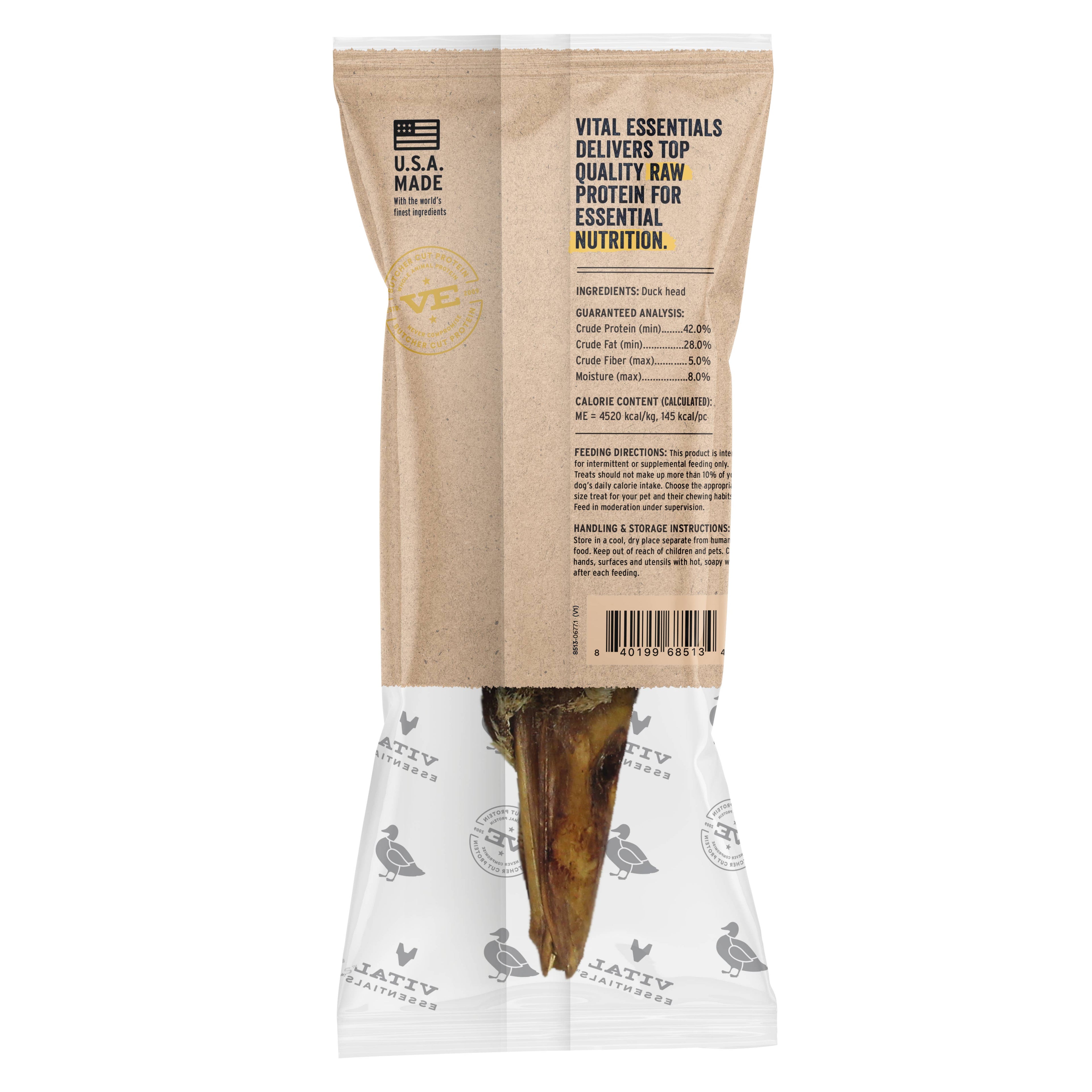 Vital Essentials® RAW BAR Freeze-Dried Raw Duck Head Treat