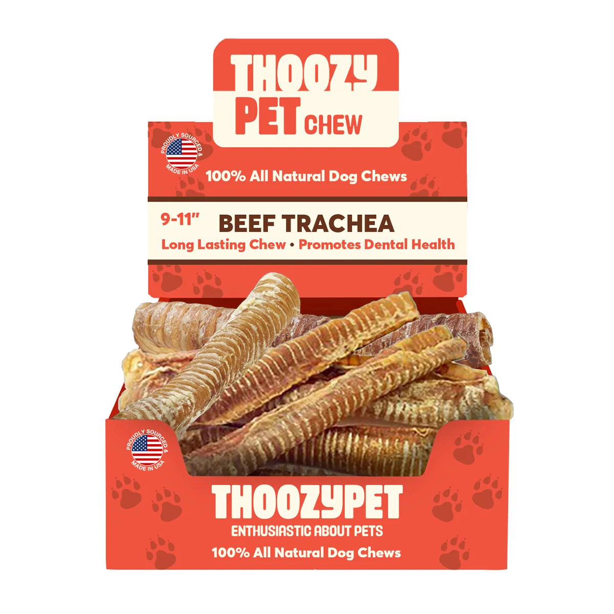 ThoozyPet USA-Sourced Beef Trachea Dog Chews 9-11"